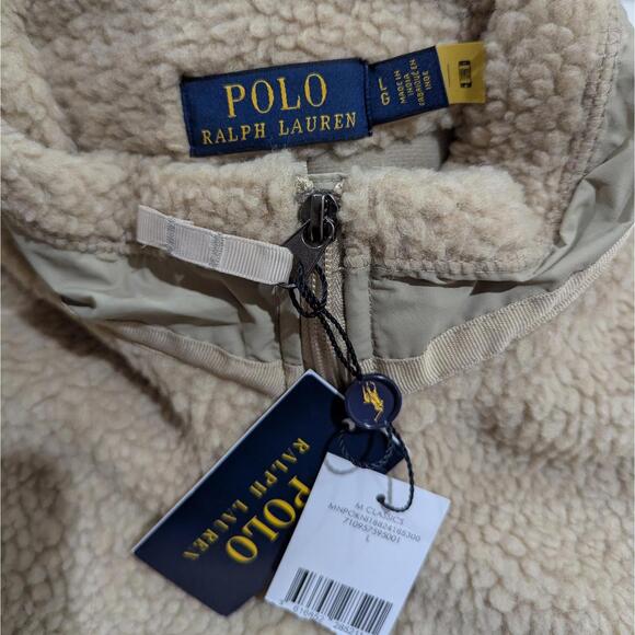 Polo Ralph Lauren Hi-Pile Fleece Jacket Men's Large Tan Full Zip Sherpa NWT - Picture 6 of 11